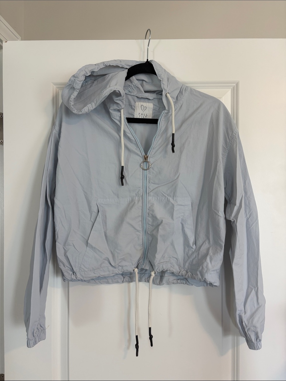 Full Tilt Pale Blue Hooded Bomber Jacket